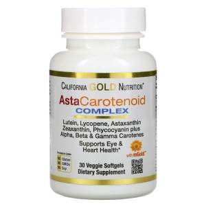 California Gold Nutrition, AstaCarotenoid, комплекс с лютеином, ликопином и астаксантином, 30 растительных мягких таблеток California Gold Nutrition, AstaCarotenoid, комплекс с лютеином, ликопином и астаксантином, 30 растительных мягких таблеток