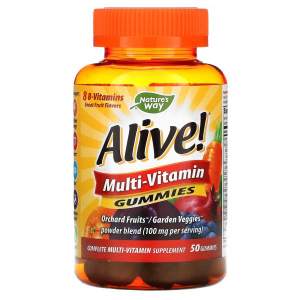 Nature's Way, Живой! Мультивитаминные жевательные конфеты, отличные фруктовые вкусы, 50 жевательных конфет Nature's Way, Живой! Мультивитаминные жевательные конфеты, отличные фруктовые вкусы, 50 жевательных конфет