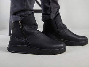 Мужские кожаные черные зимние ботинки, 40 Мужские кожаные черные зимние ботинки, 40