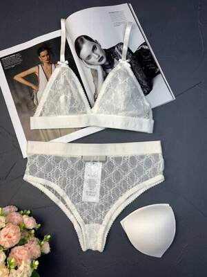 Женский комплект белья Gucci Белый kk027 Женский комплект белья Gucci Белый kk027