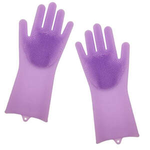 Силиконовые перчатки Magic Silicone Gloves для уборки чистки мытья посуды для дома. Цвет: фиолетовый Силиконовые перчатки Magic Silicone Gloves для уборки чистки мытья посуды для дома. Цвет: фиолетовый